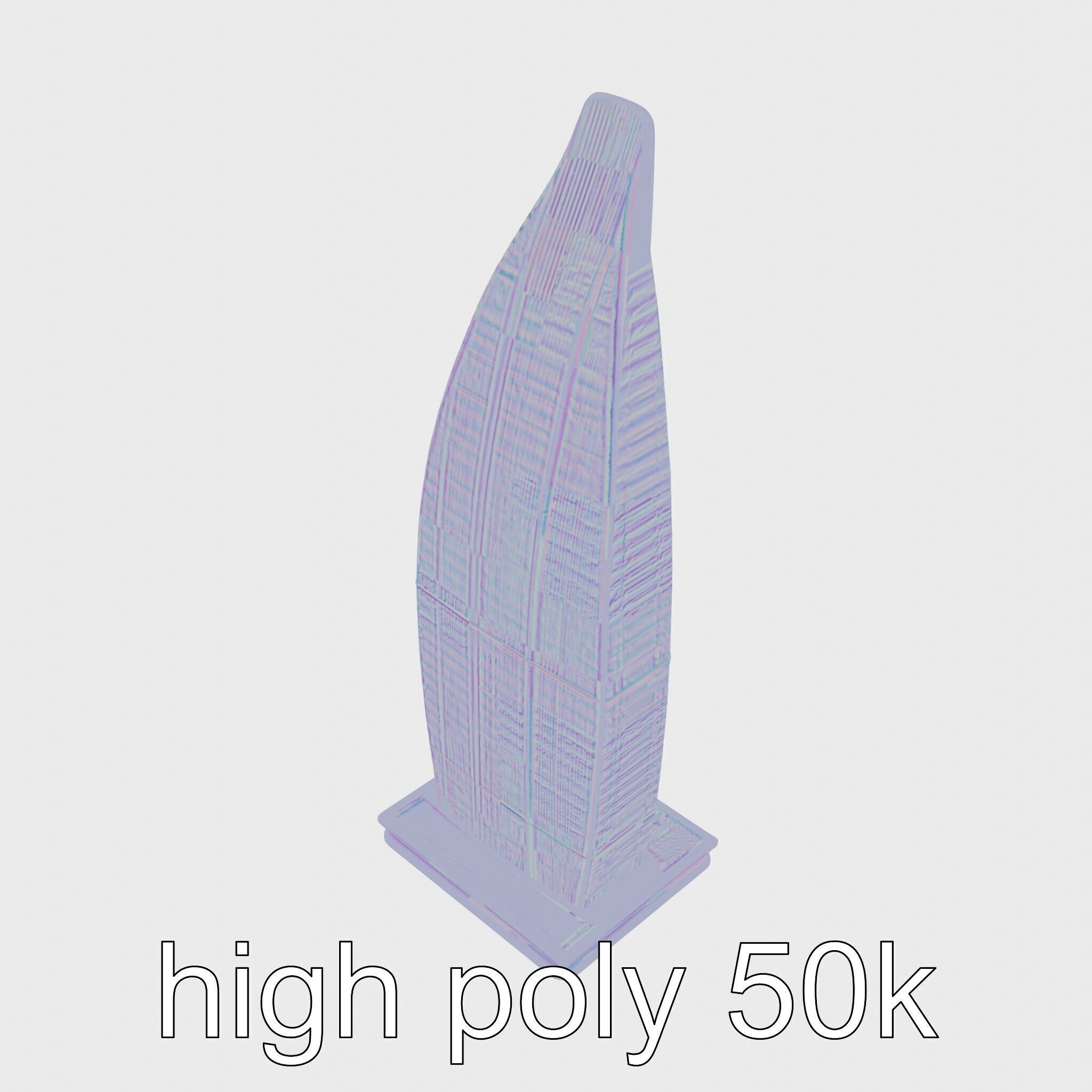 Futuristic Skyscraper Architectural Structure Low-poly 3D model_11