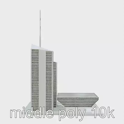 Futuristic Skyscraper City Skyline Model Low-poly 3D model