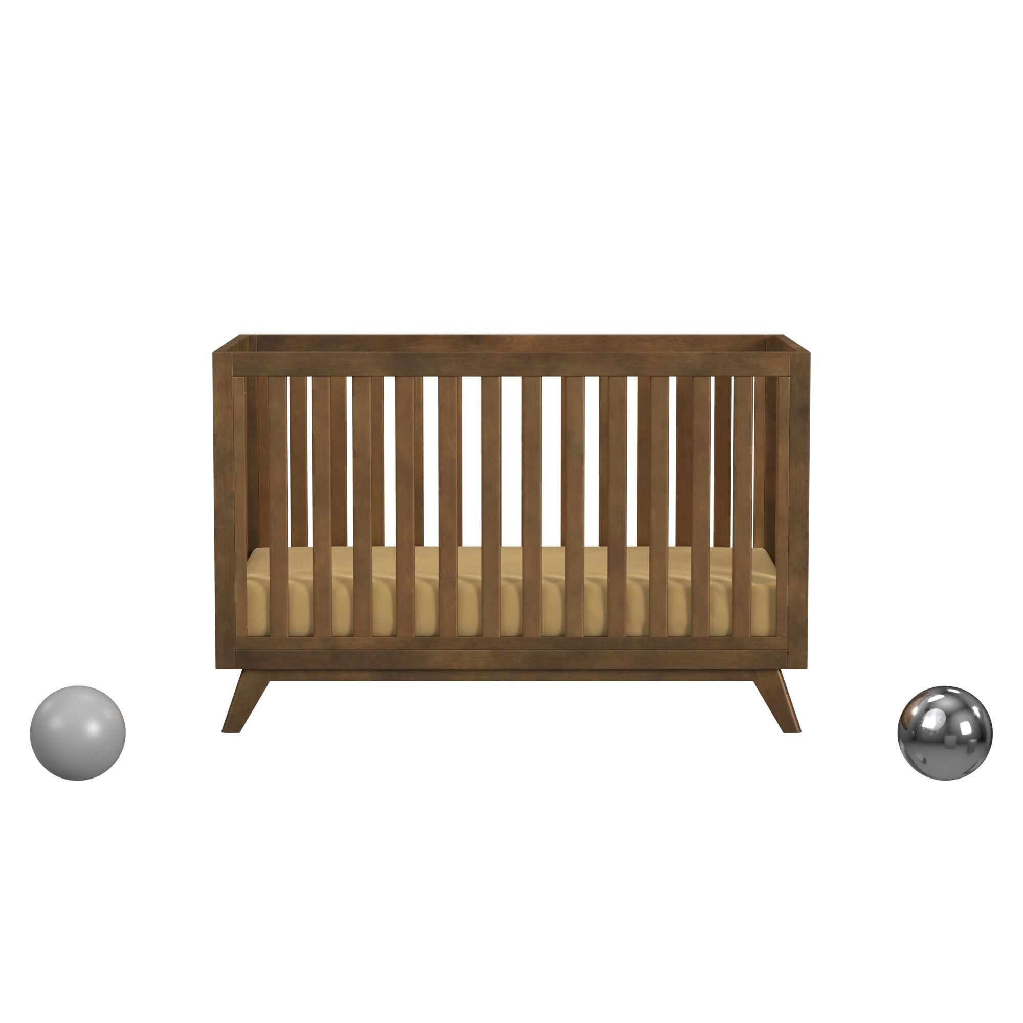Otto 3-in-1 Convertible Crib in Walnut 3D model_1
