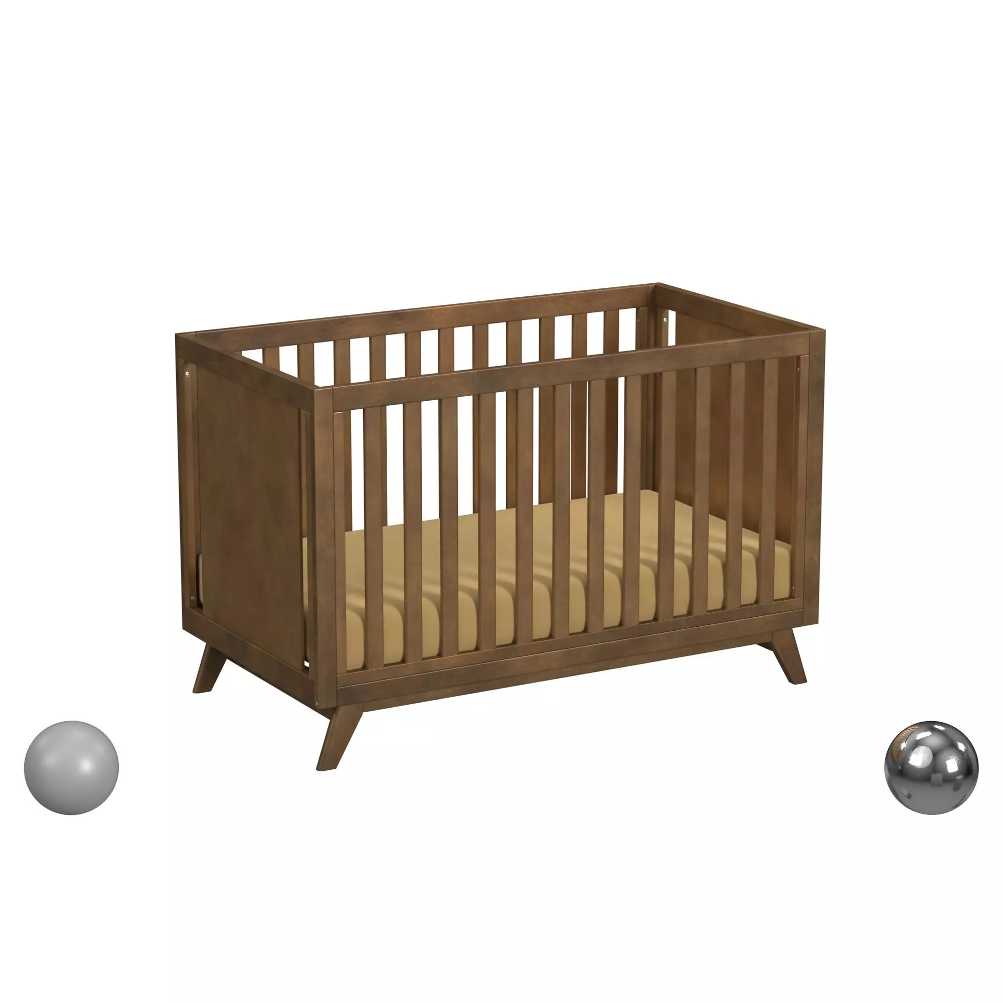 Otto 3-in-1 Convertible Crib in Walnut 3D model_0