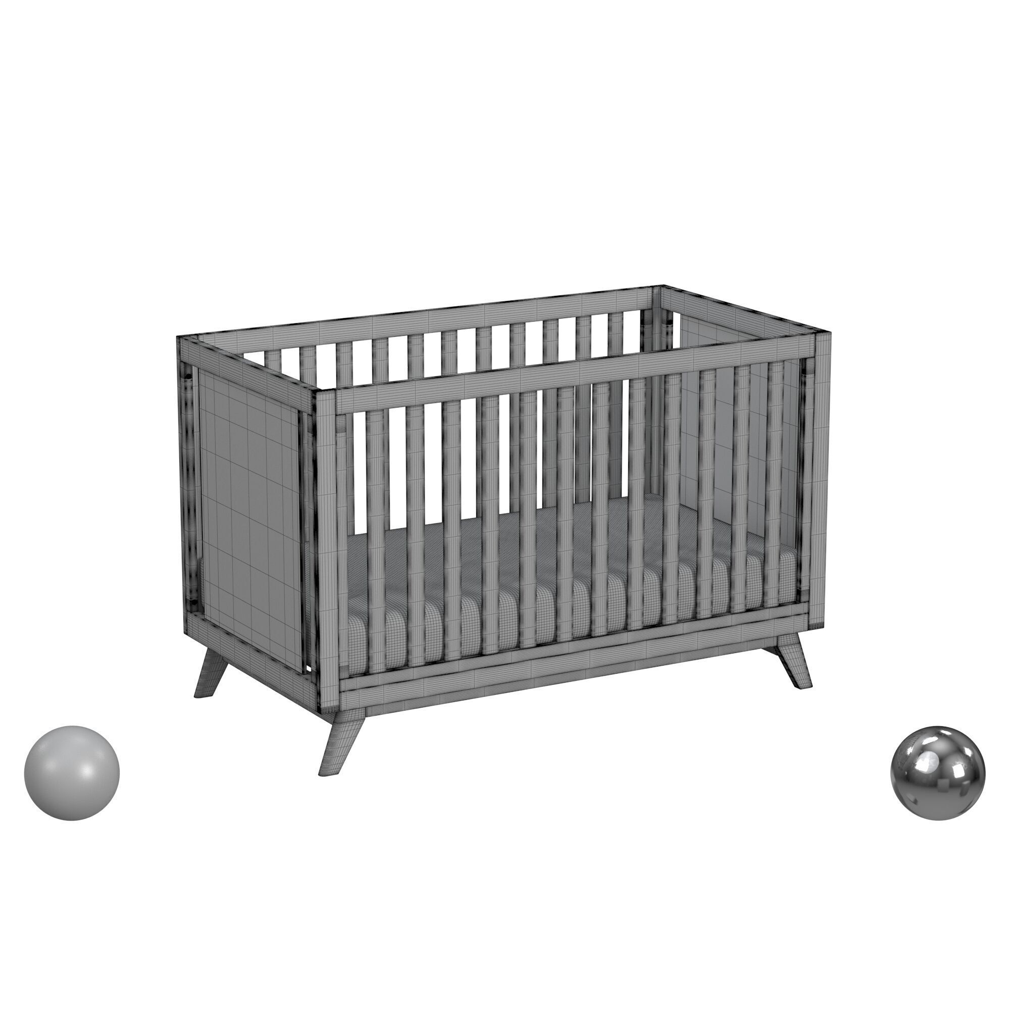 Otto 3-in-1 Convertible Crib in Walnut 3D model_3