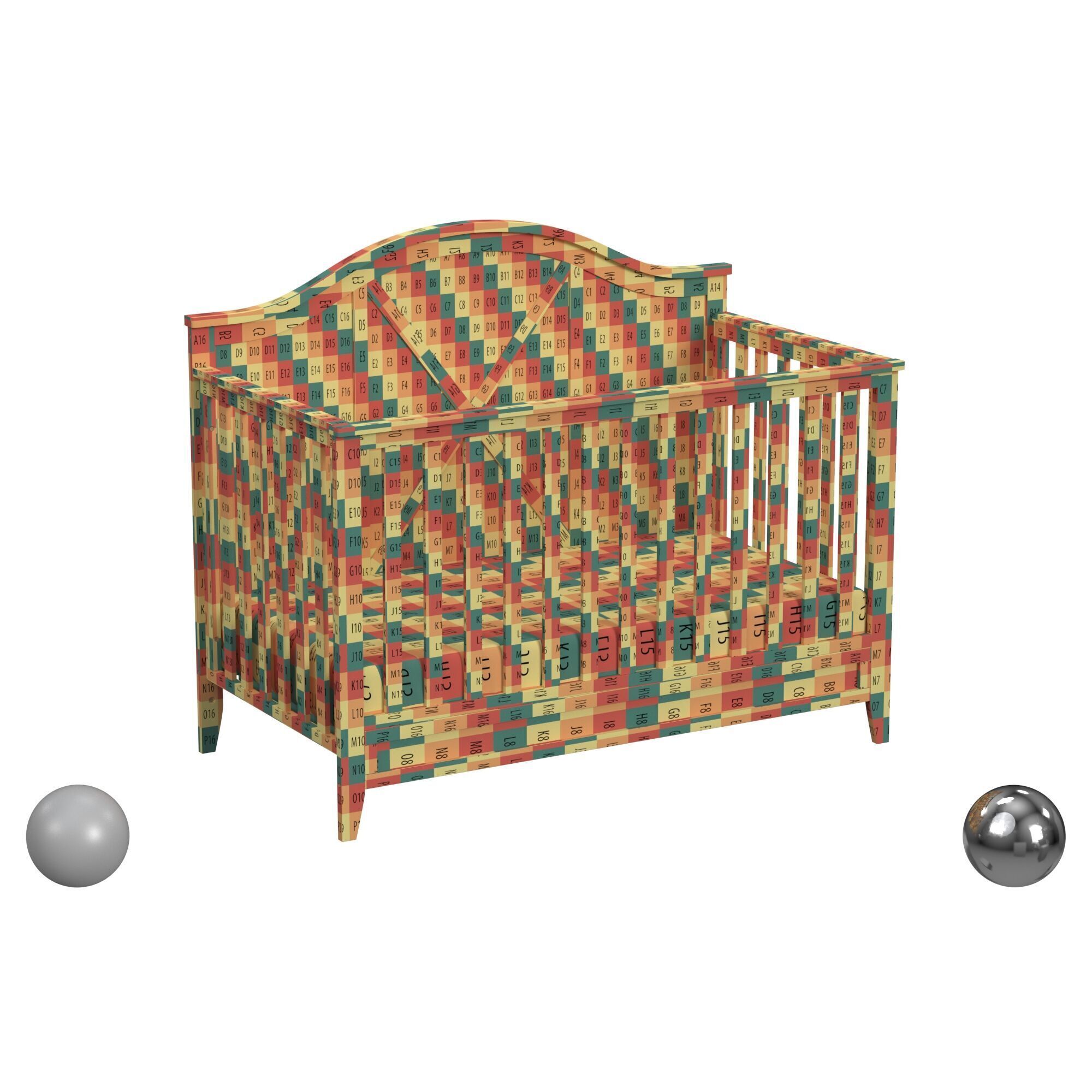 Farmhouse X Crib in Honey 3D model_2