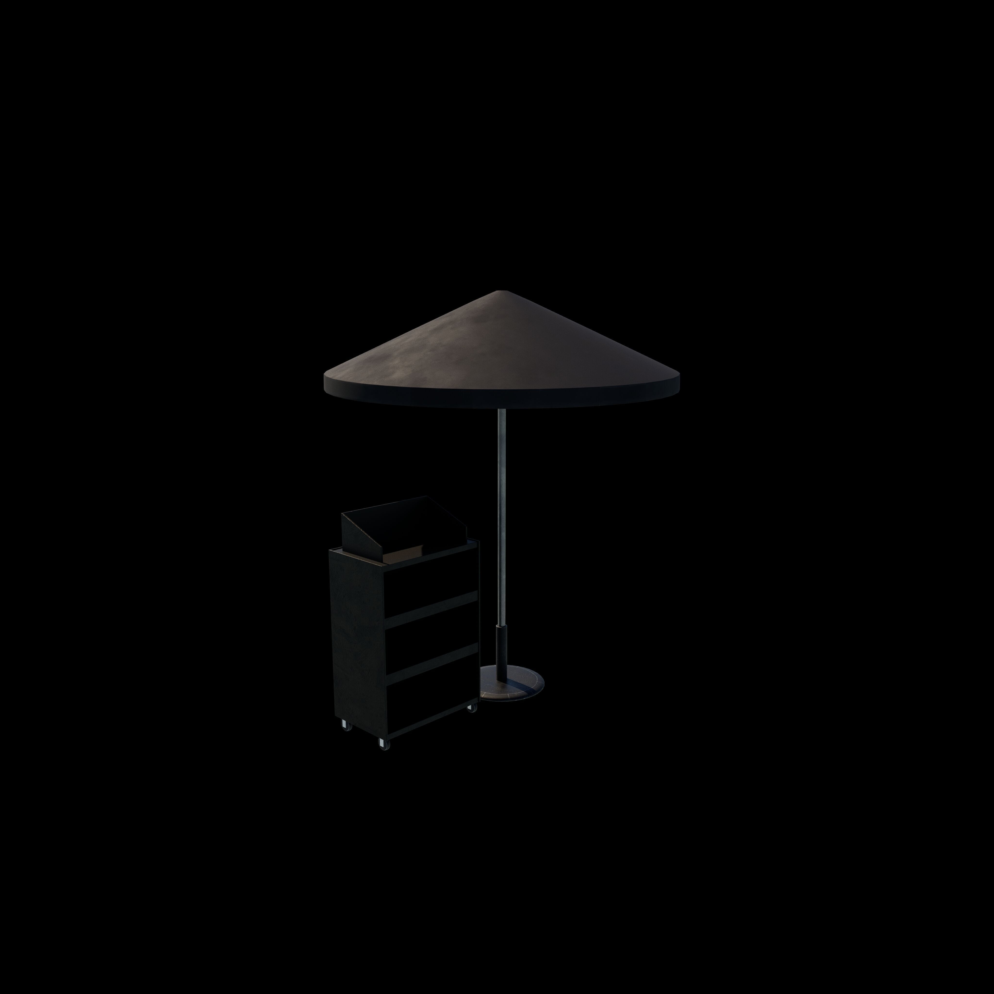 podium with Umbrella 3D model_3