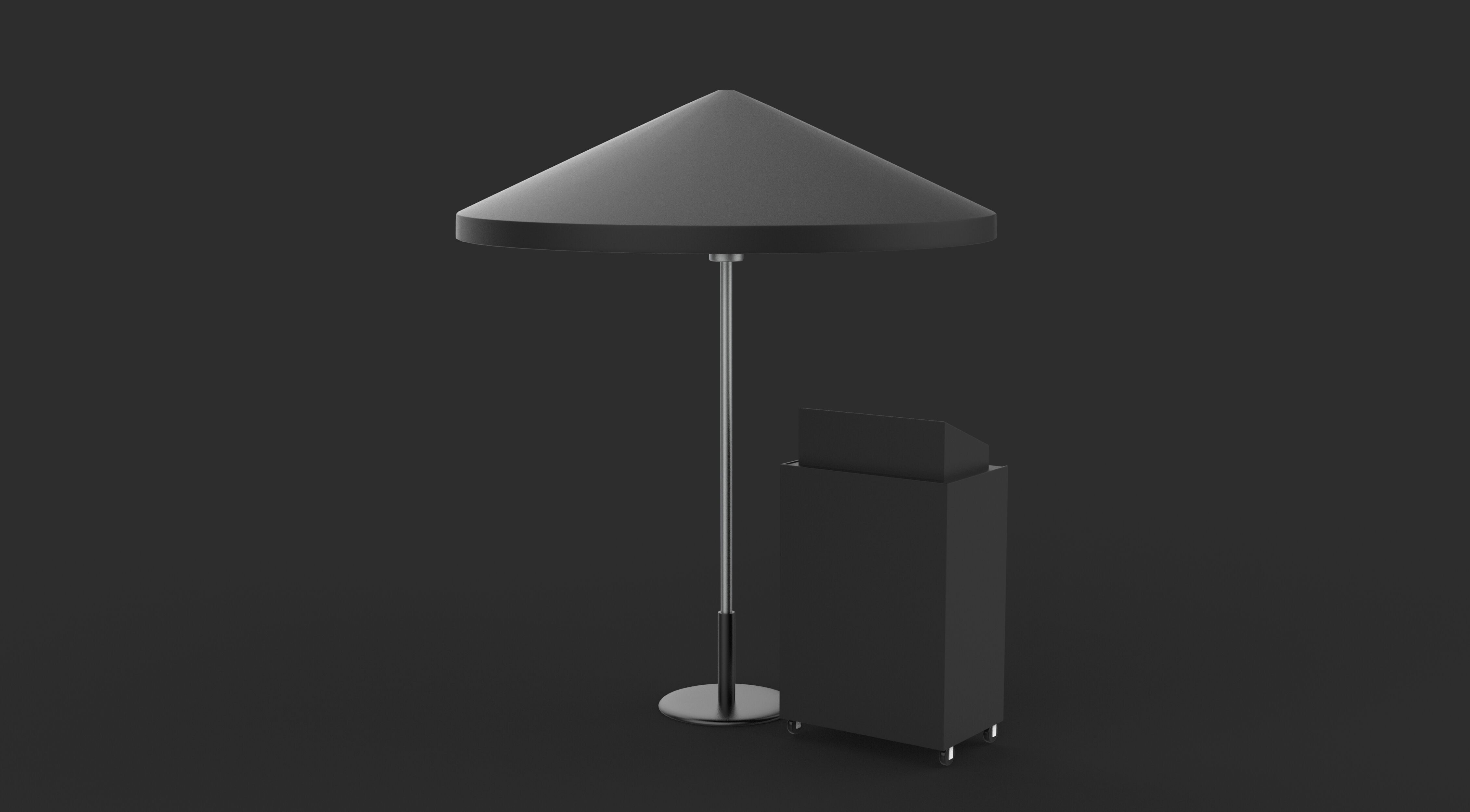 podium with Umbrella 3D model_6