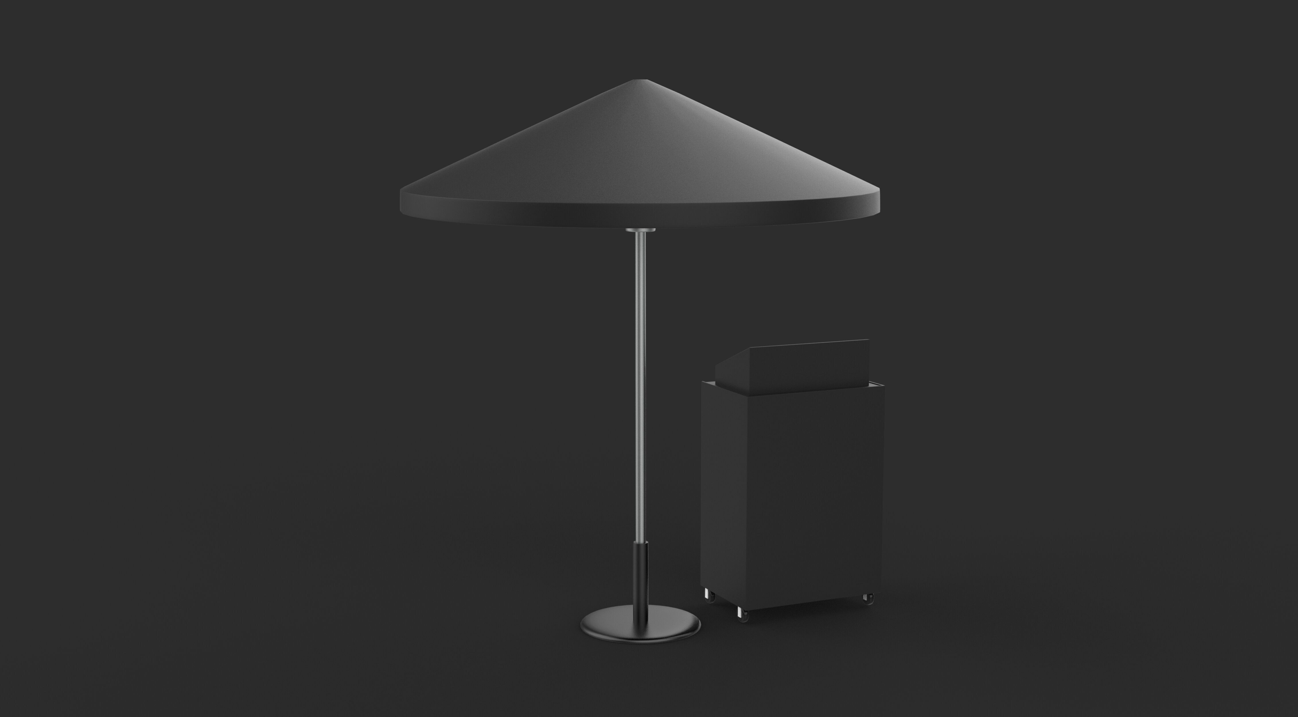 podium with Umbrella 3D model_5