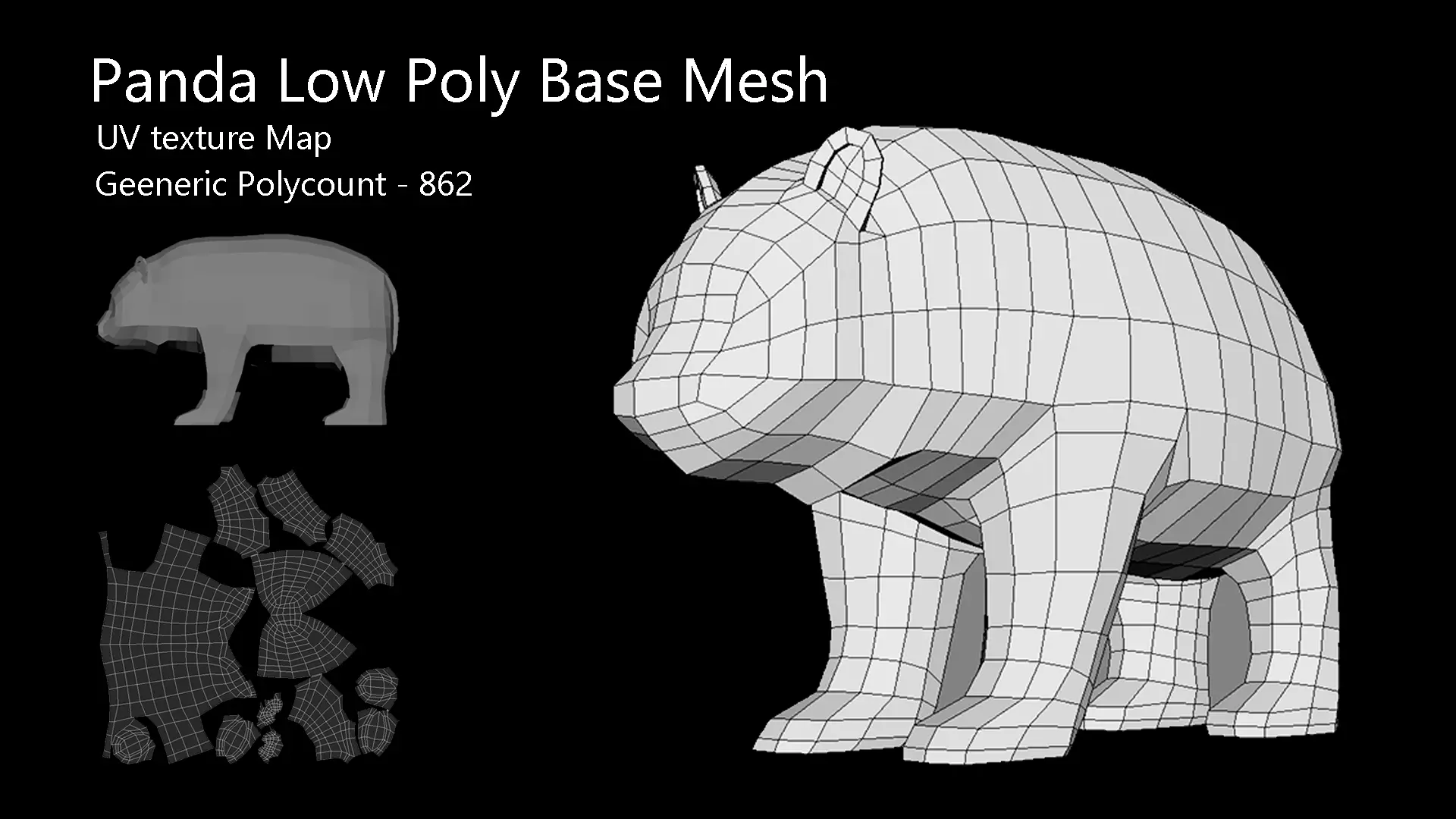 Panda model  Low Poly 3D model_0