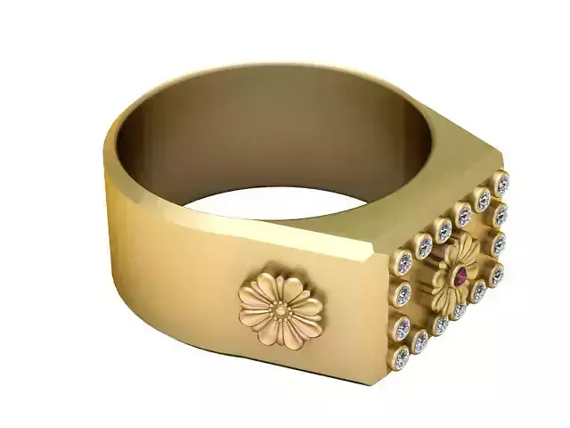 SIGNET FANCY RING 3D PRITNABLE MODEL 