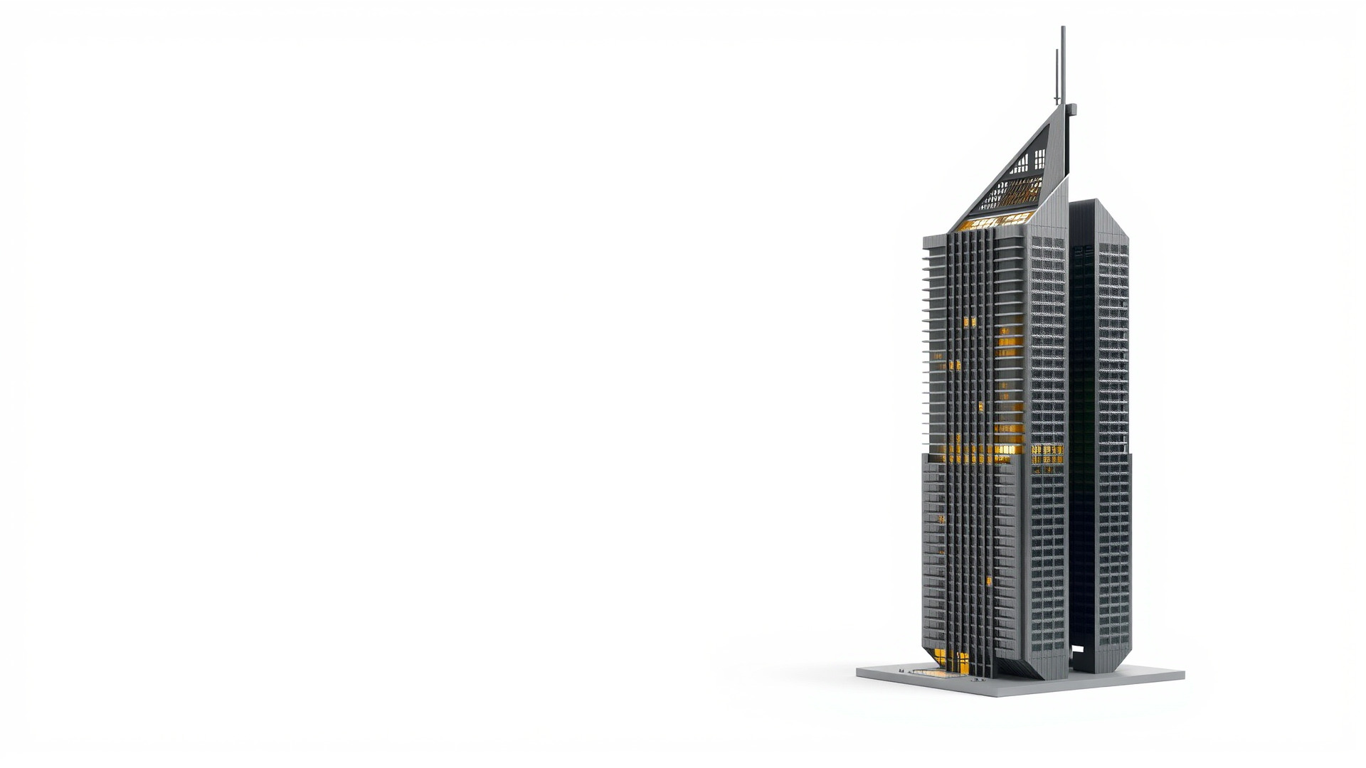 Futuristic Skyscraper Architectural Model Low-poly 3D model_3