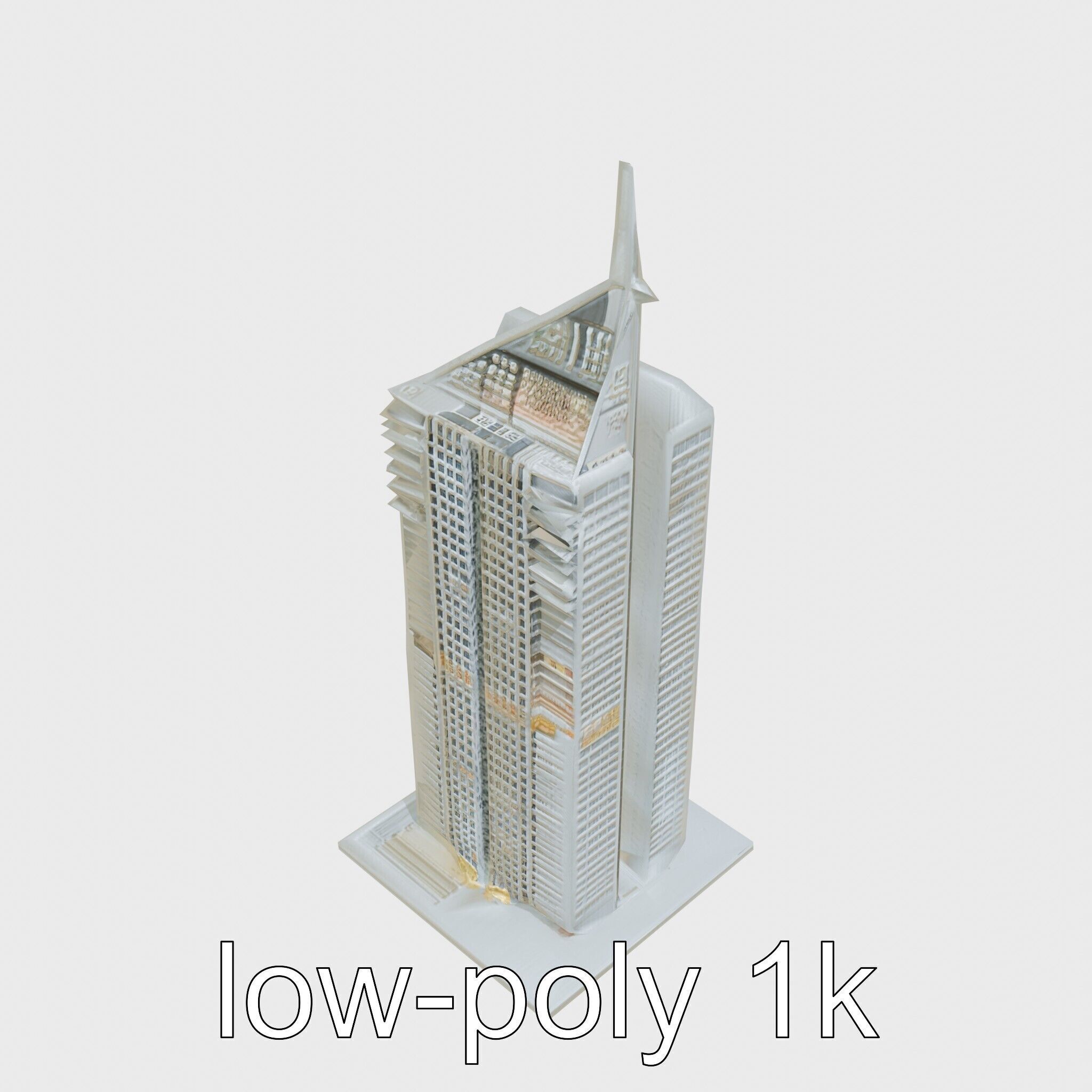 Futuristic Skyscraper Architectural Model Low-poly 3D model_18