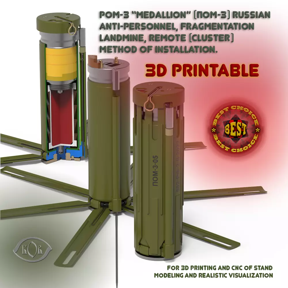 POM 3 Russian fragmentation landmine 3Dprinable moulage 3D model_0