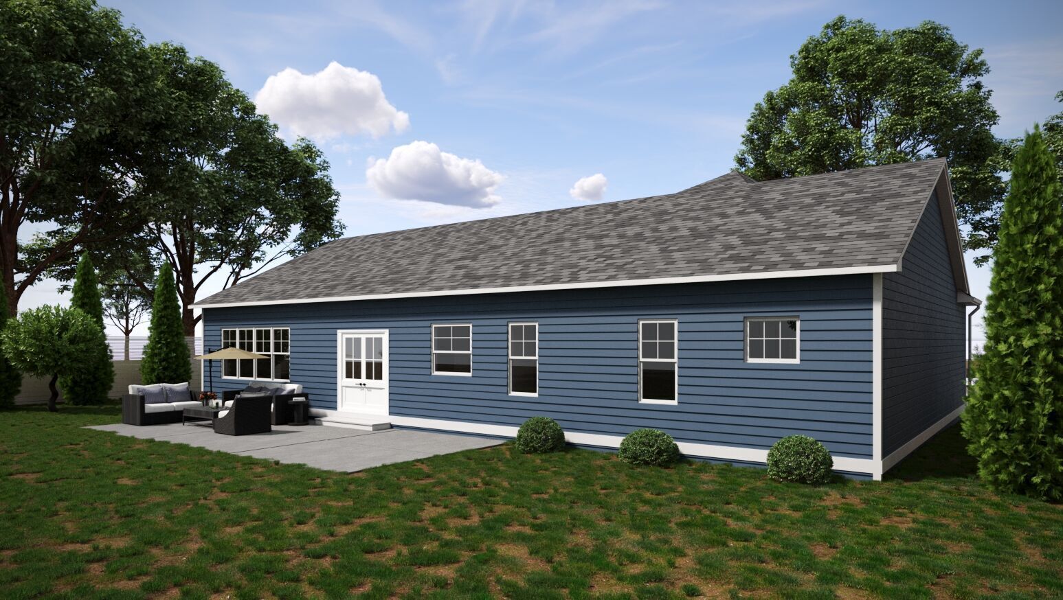 Set of 3 American Style Houses Architectural 3D Models 3D model_6