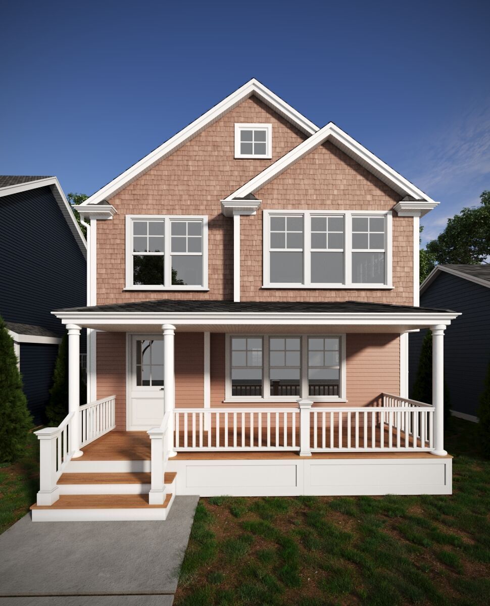 Set of 3 American Style Houses Architectural 3D Models 3D model_2