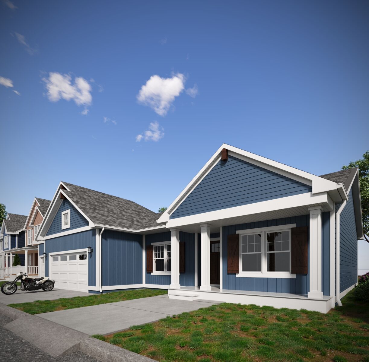 Set of 3 American Style Houses Architectural 3D Models 3D model_14