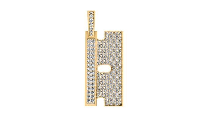 Iced And Out Razor Blade Pendant 3D print model