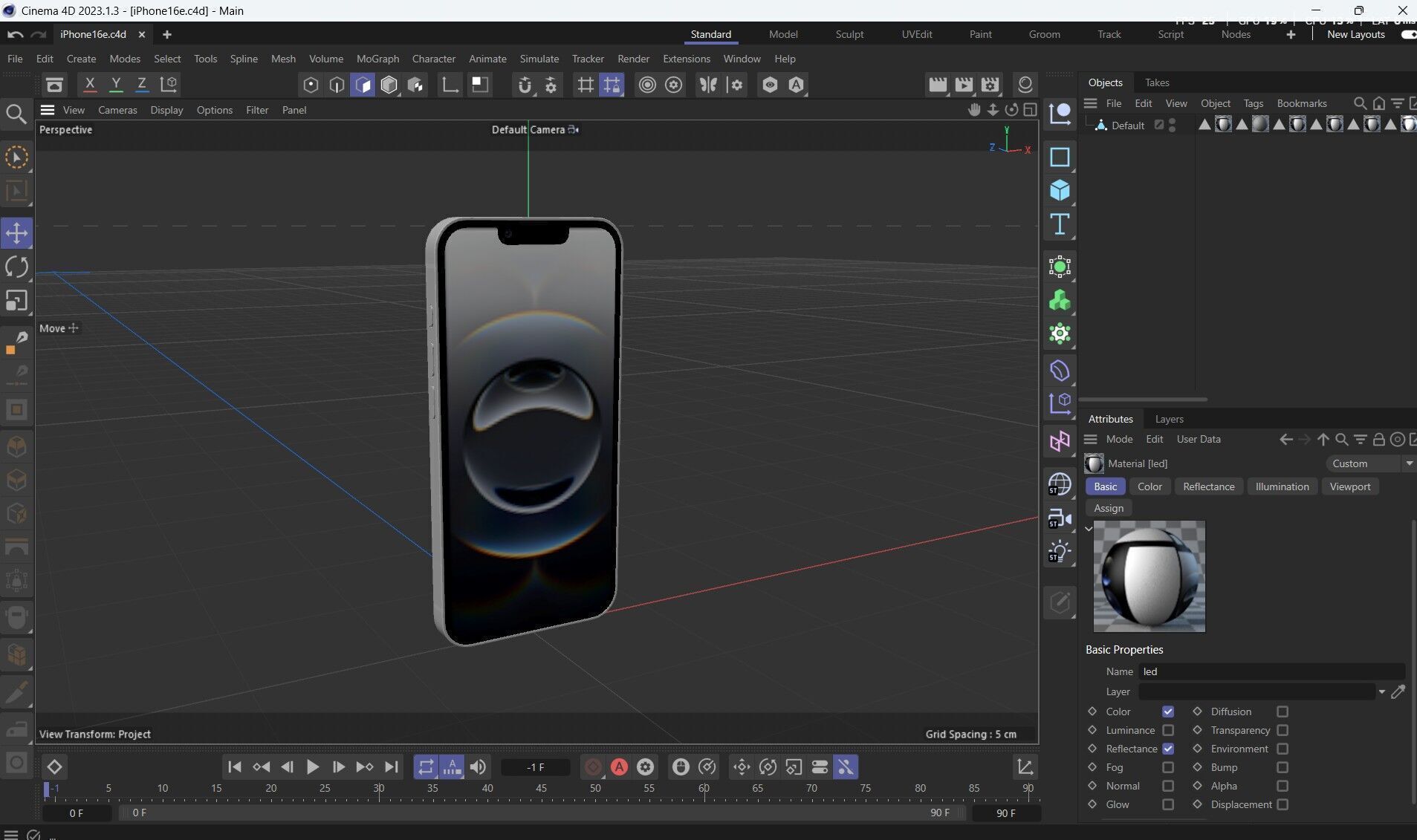 Apple iPhone 16e Low-poly 3D model_26