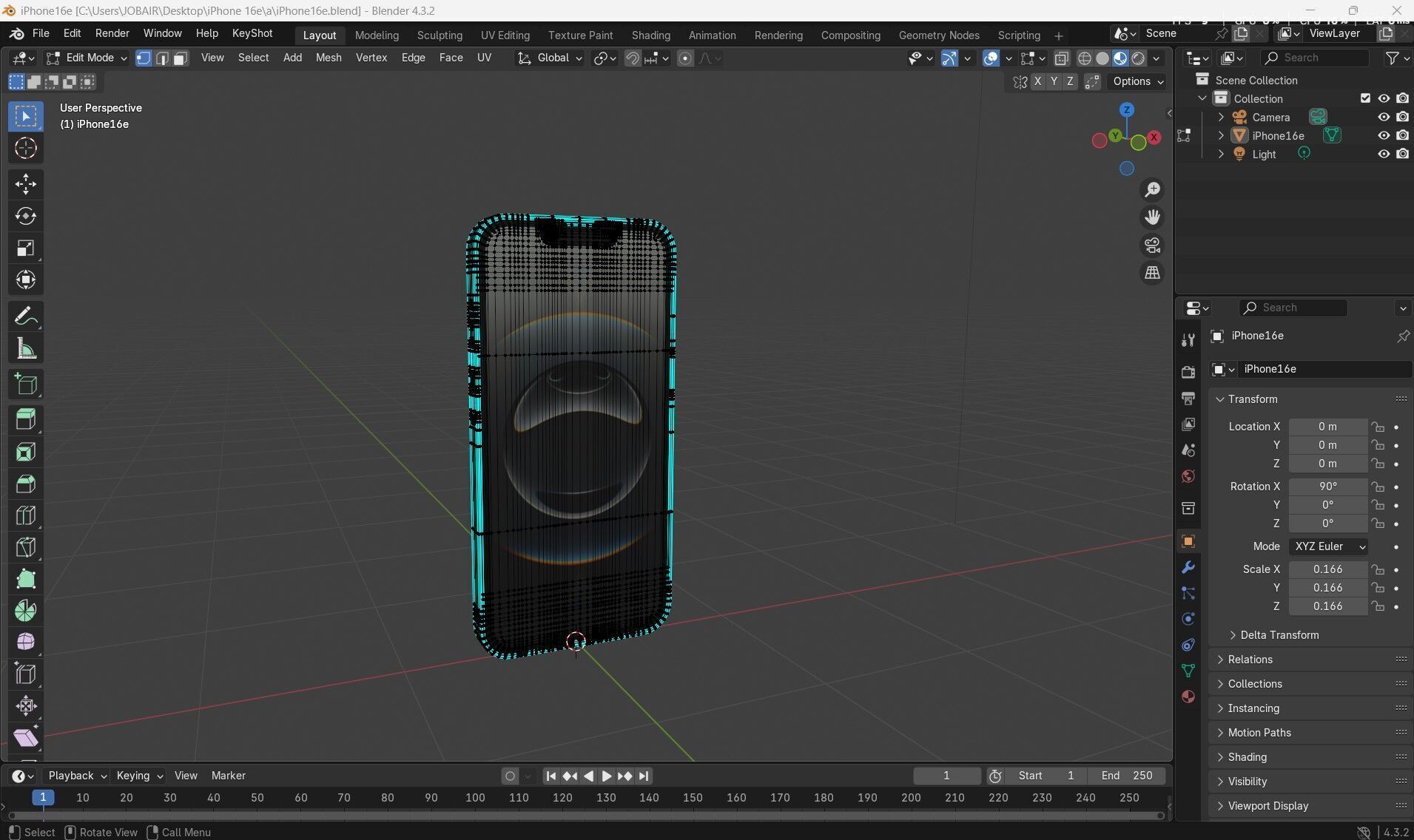 Apple iPhone 16e Low-poly 3D model_28