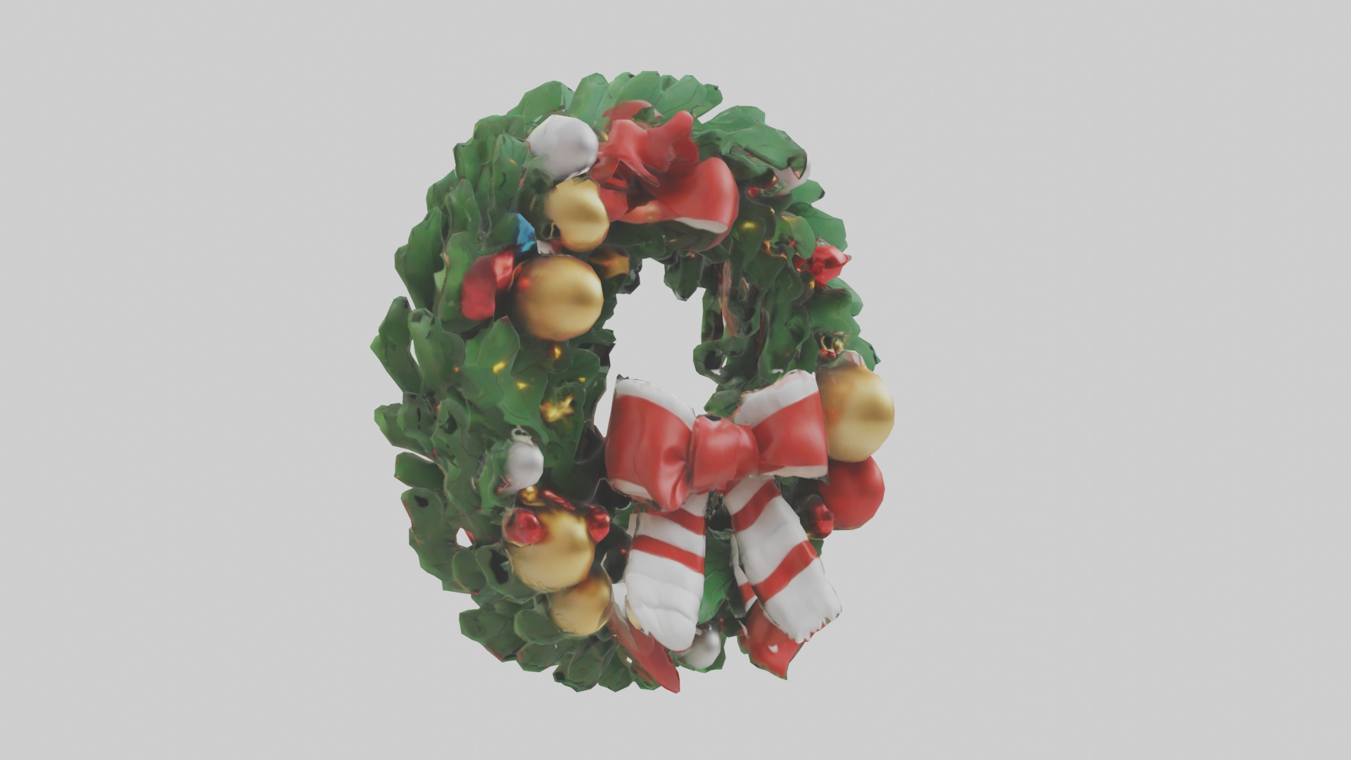 Cartoon Christmas Wreath model 3D model_7
