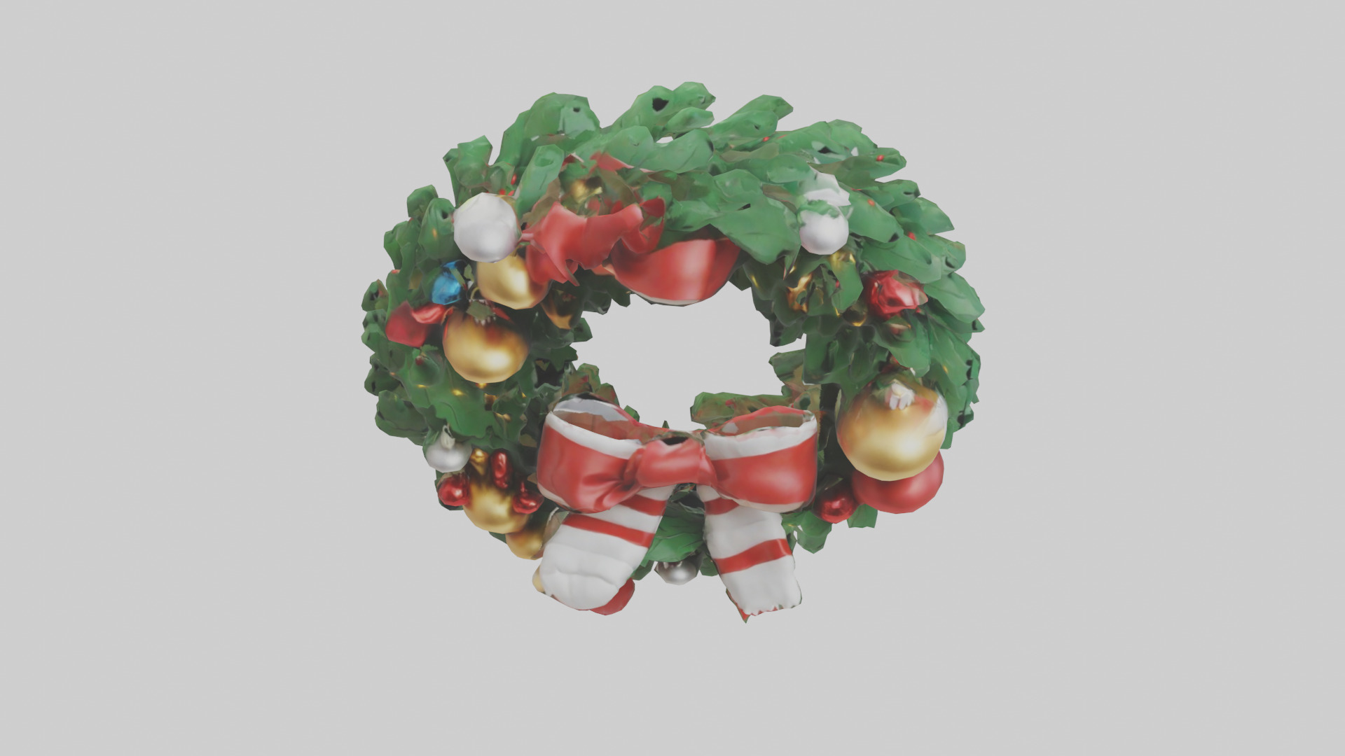 Cartoon Christmas Wreath model 3D model_16