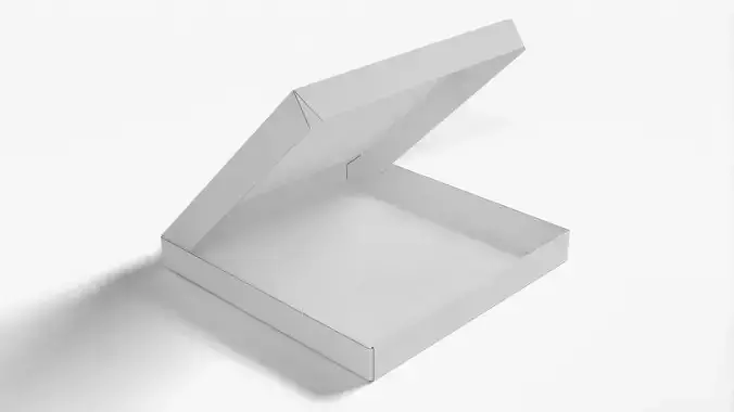 4 inch White Paper Open Pizza Box 3D model