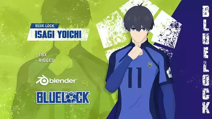 Isagi Yoichi - Blue Lock Low-poly 3D model