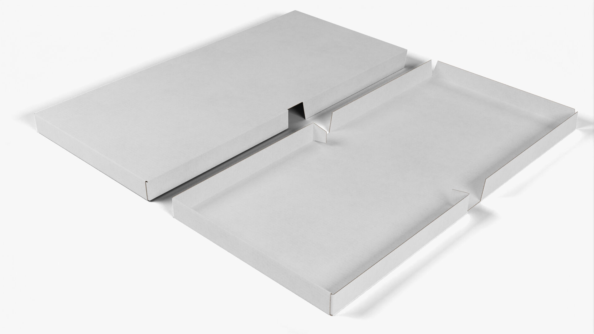 4 inch White Paper Full Open Pizza Box 3D model_7