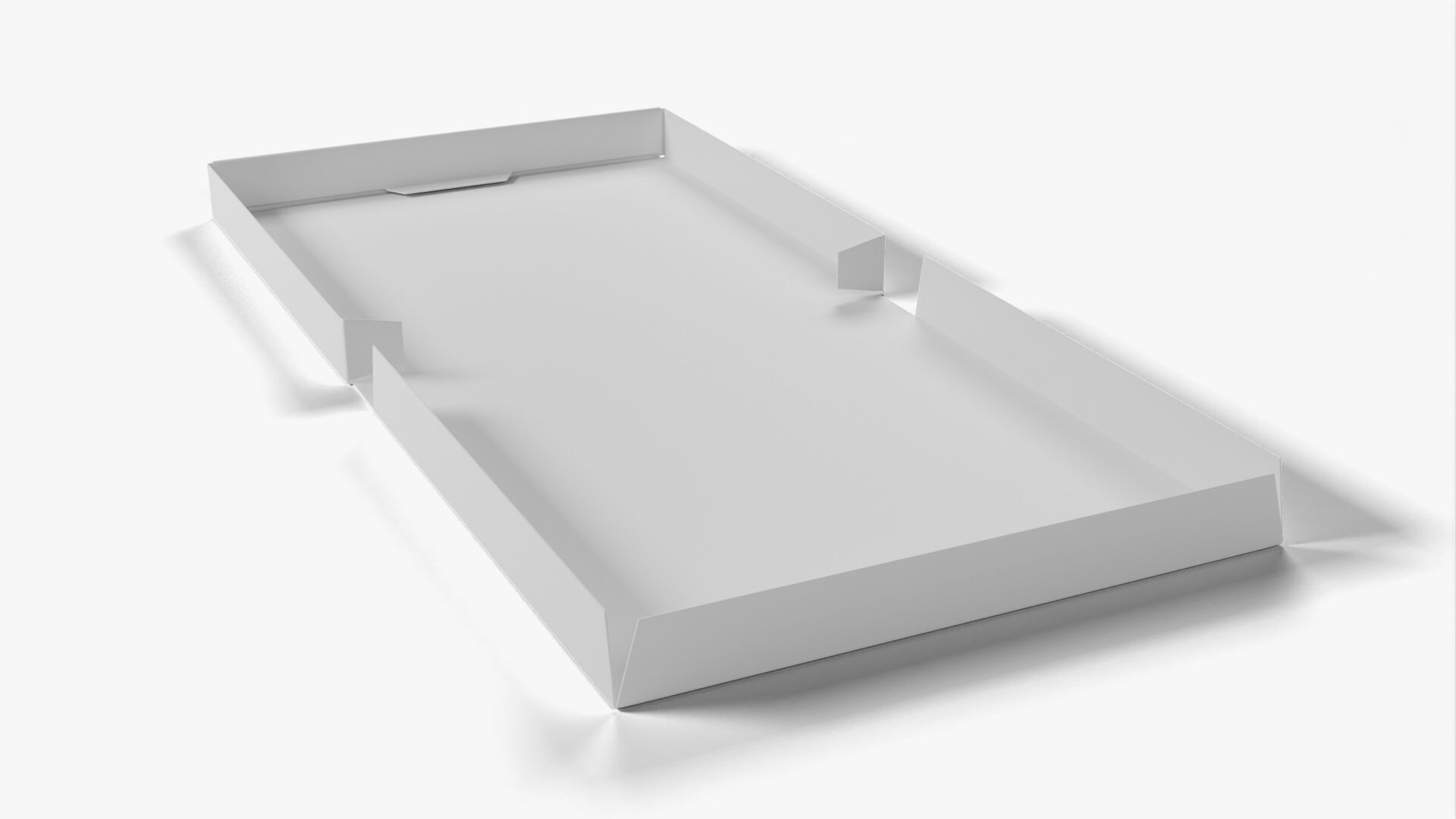 4 inch White Paper Full Open Pizza Box 3D model_10