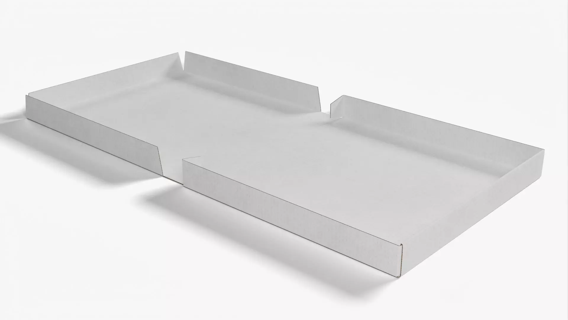 4 inch White Paper Full Open Pizza Box 3D model_0