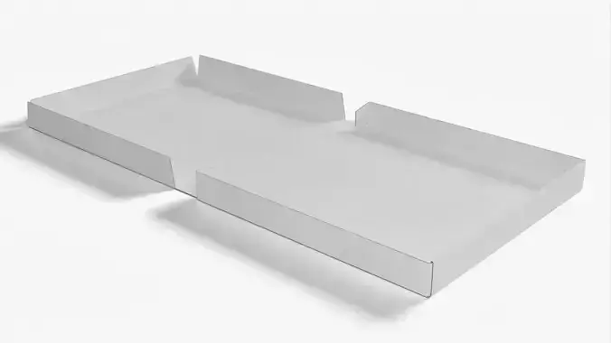 4 inch White Paper Full Open Pizza Box 3D model