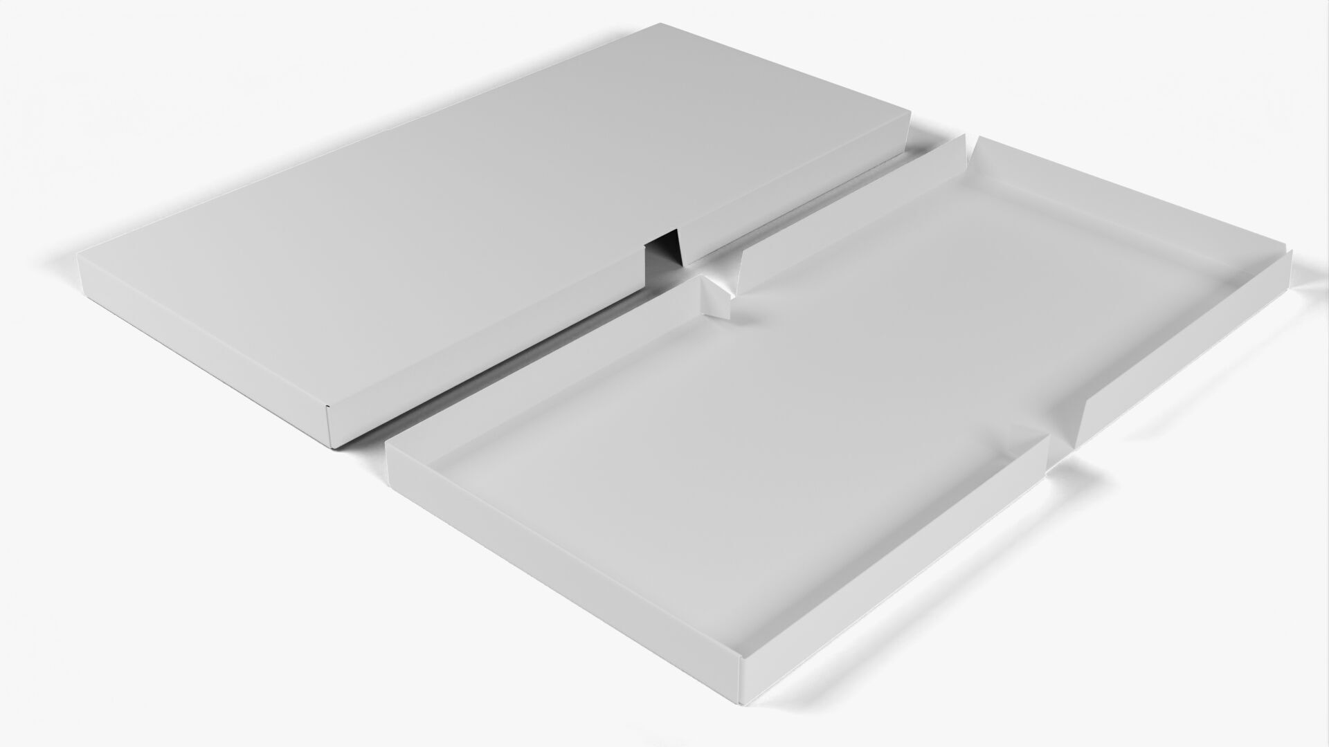 4 inch White Paper Full Open Pizza Box 3D model_13