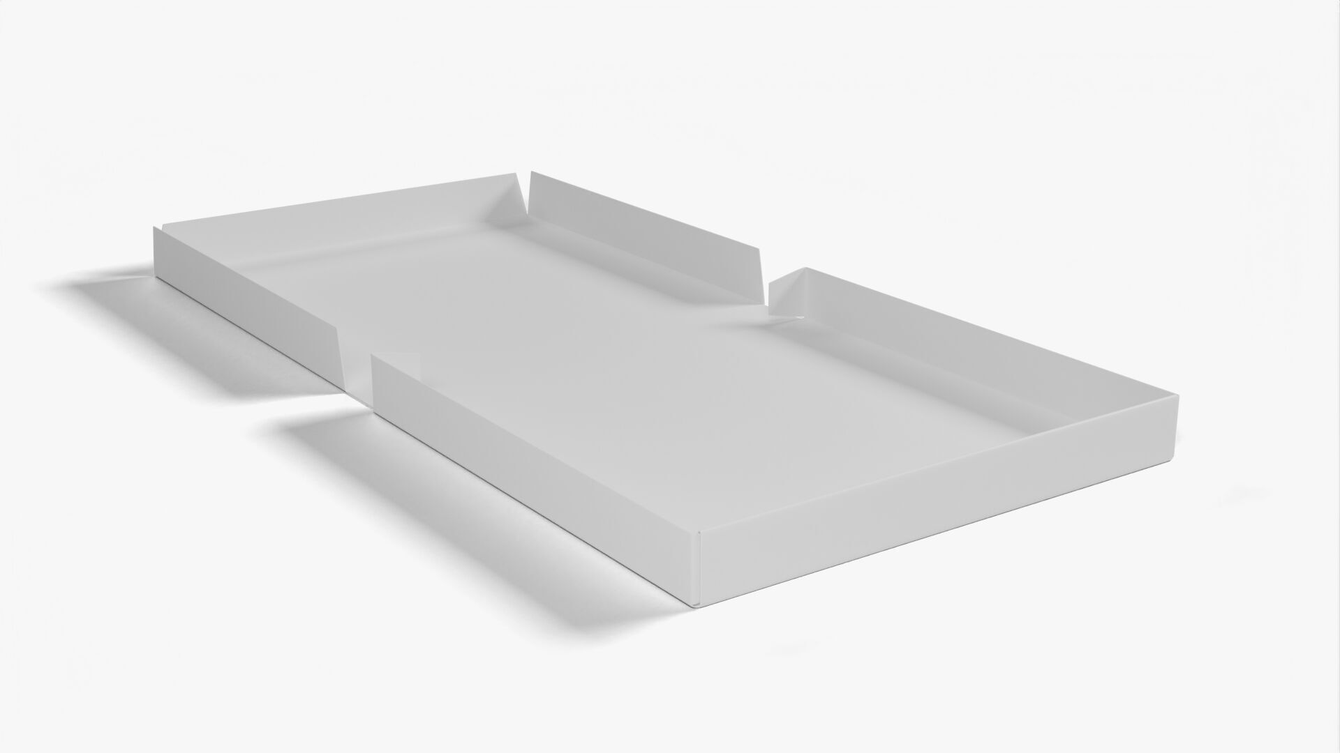 4 inch White Paper Full Open Pizza Box 3D model_9
