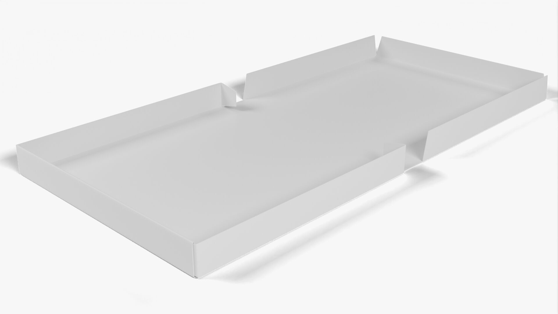 4 inch White Paper Full Open Pizza Box 3D model_11