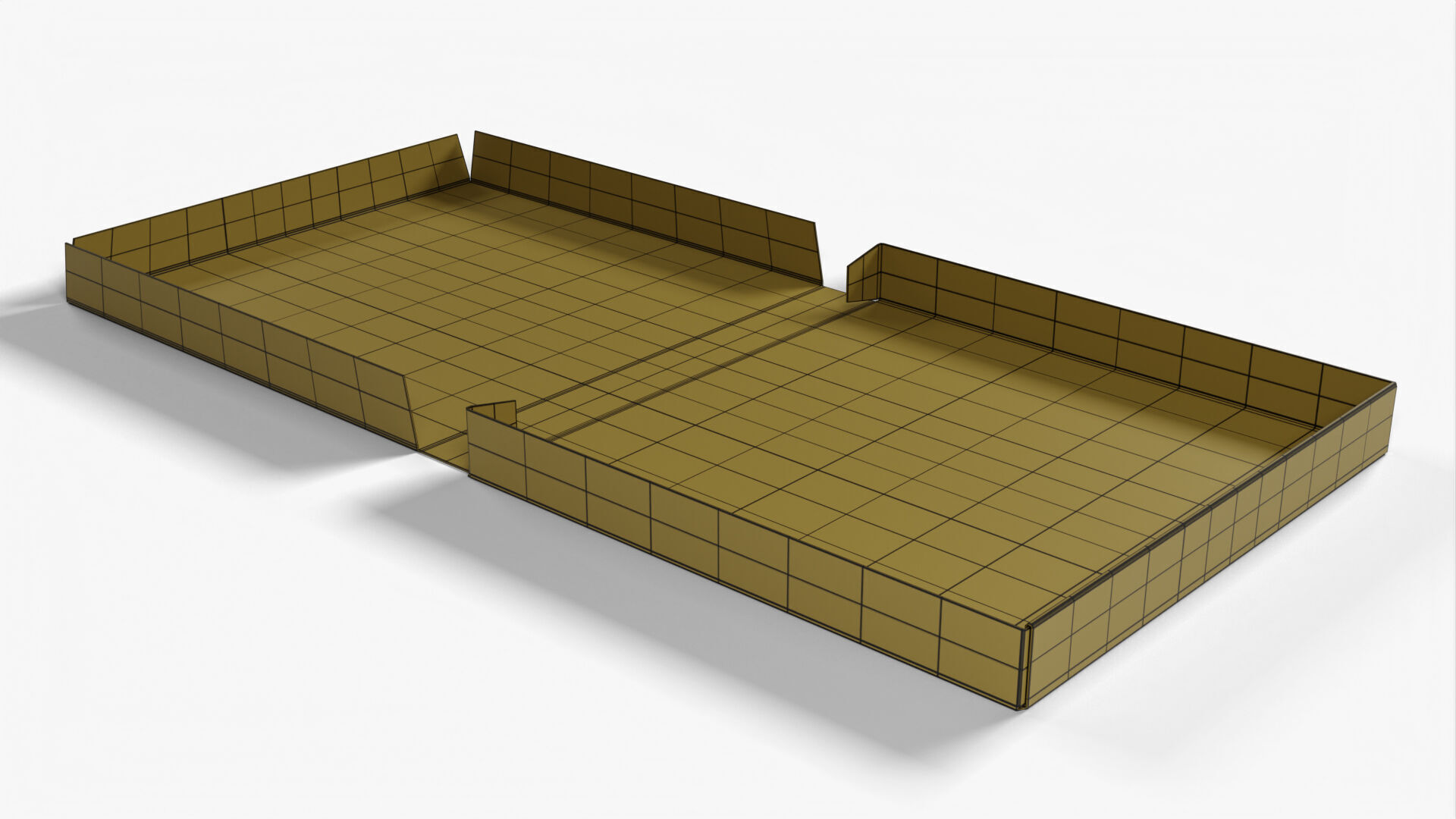 4 inch White Paper Full Open Pizza Box 3D model_14