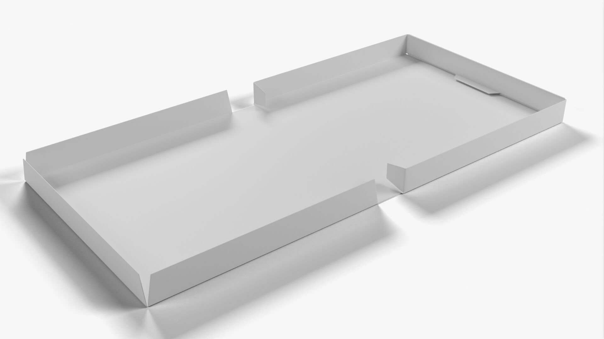 4 inch White Paper Full Open Pizza Box 3D model_12