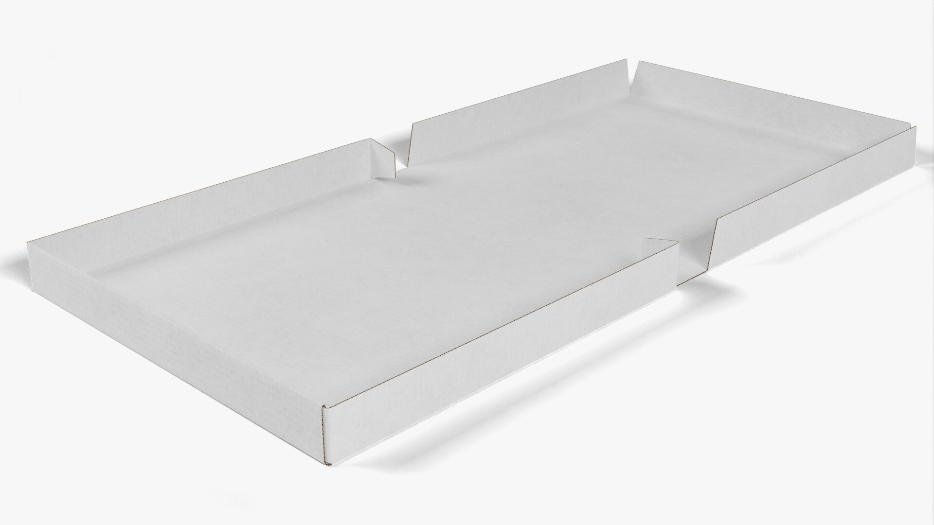 4 inch White Paper Full Open Pizza Box 3D model_5