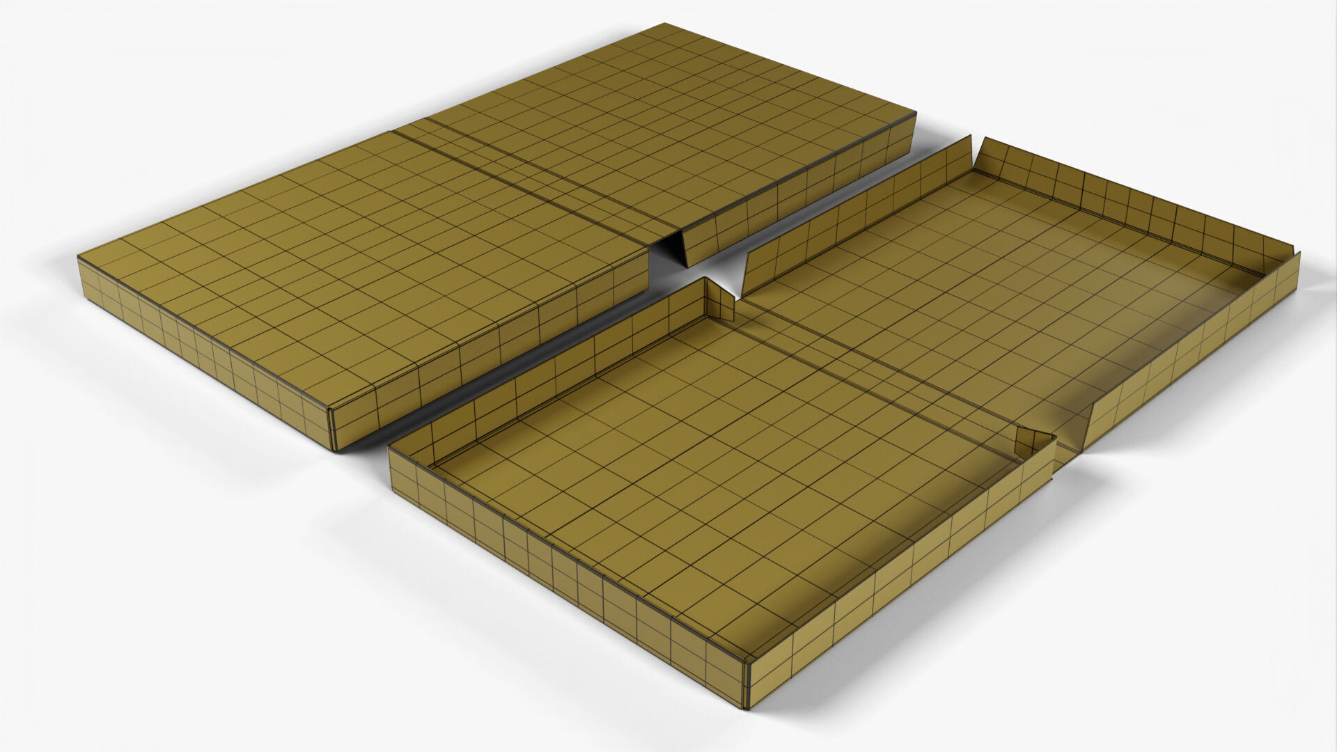 4 inch White Paper Full Open Pizza Box 3D model_19