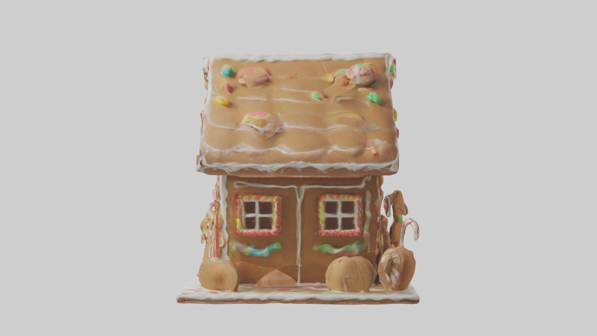 Cartoon Gingerbread House model 3D model_12