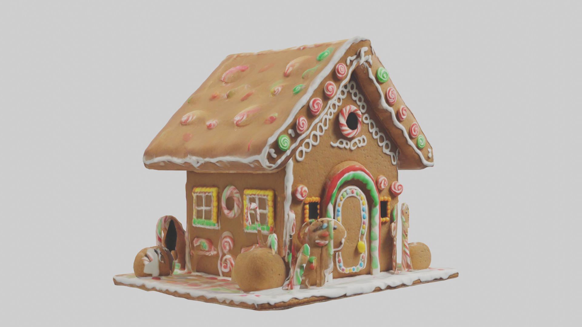 Cartoon Gingerbread House model 3D model_7