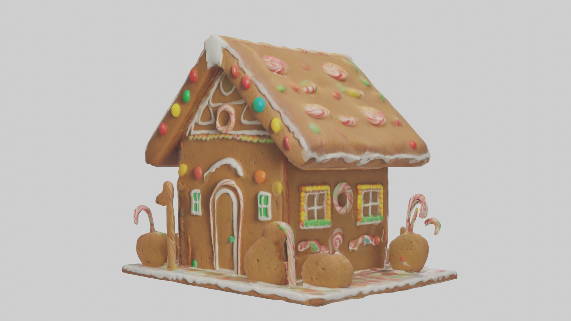 Cartoon Gingerbread House model 3D model_2