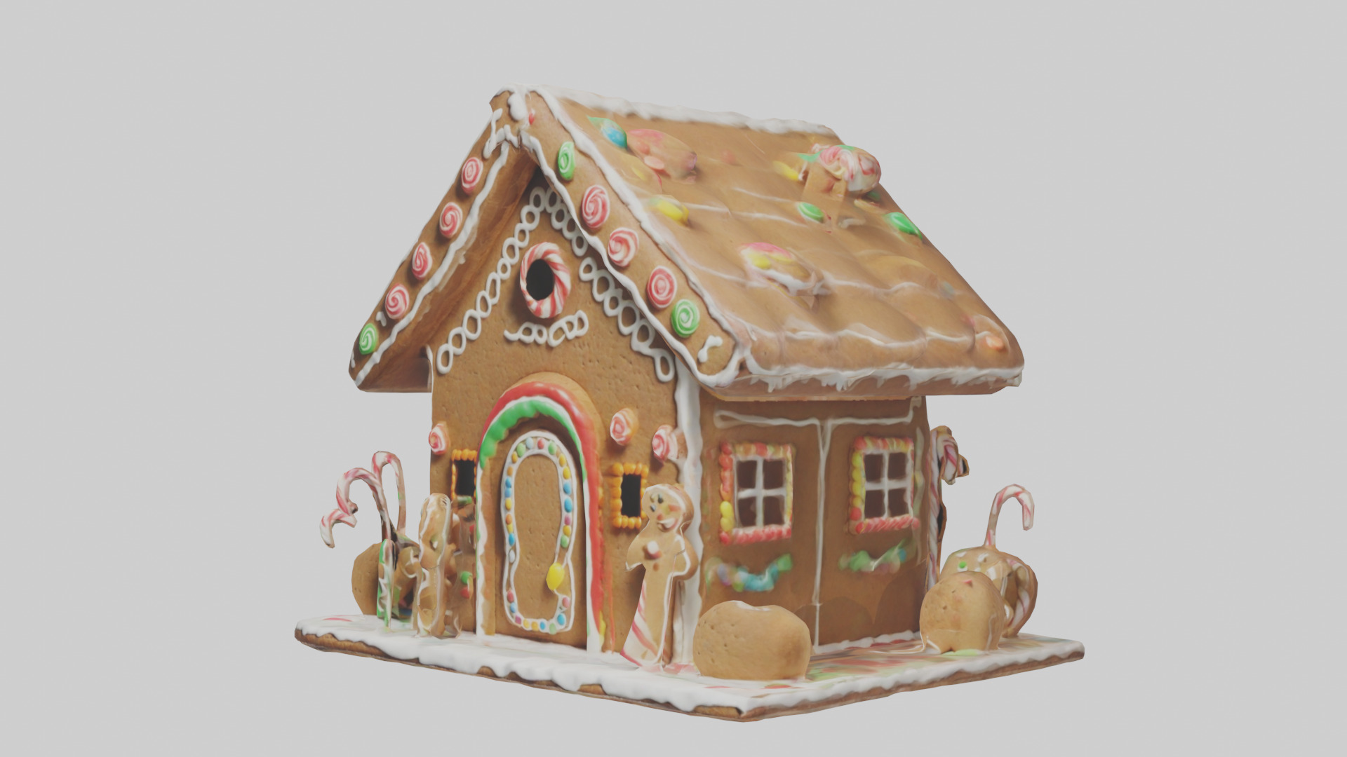 Cartoon Gingerbread House model 3D model_10