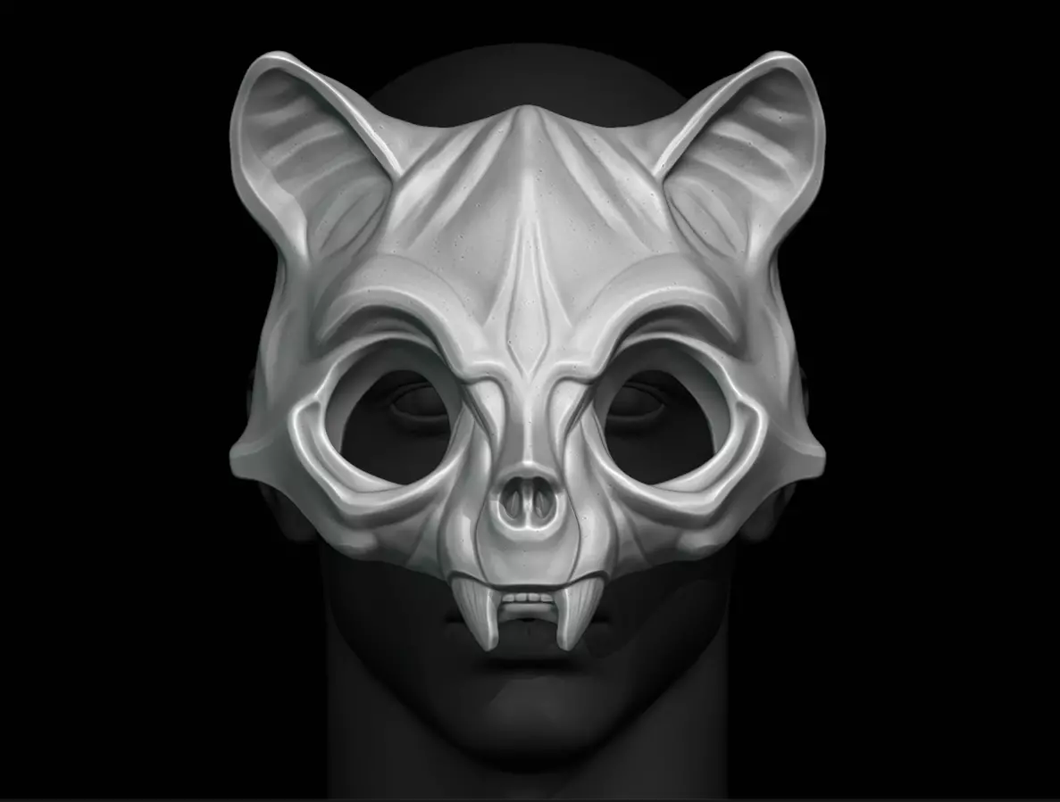 Cat Skull Mask Japanese Influenced 3D print model_0