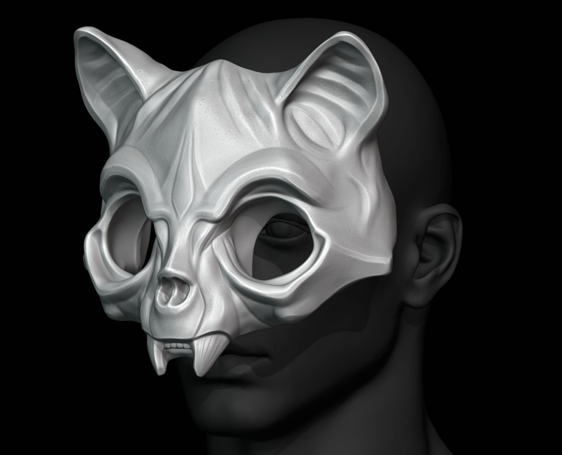 Cat Skull Mask Japanese Influenced 3D print model_2