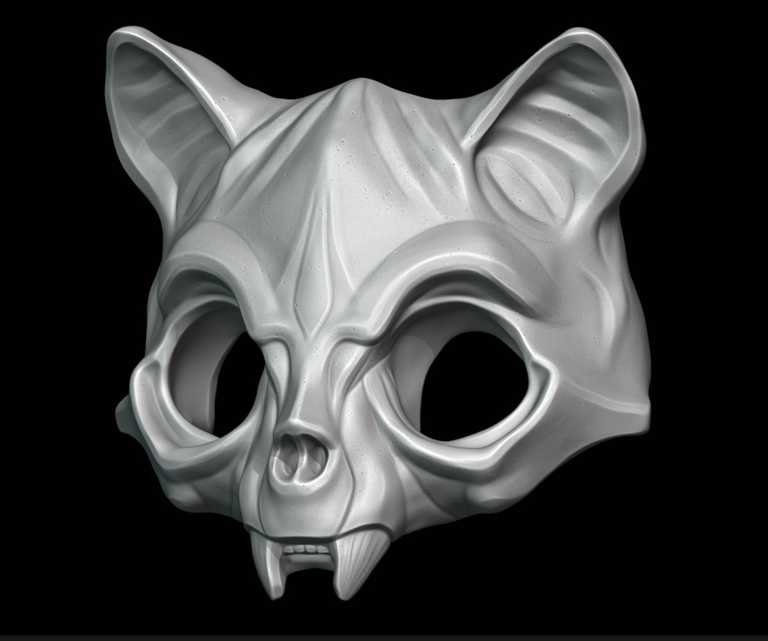 Cat Skull Mask Japanese Influenced 3D print model_4