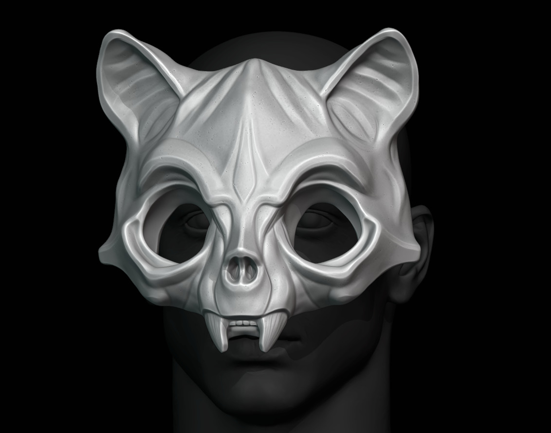 Cat Skull Mask Japanese Influenced 3D print model_1