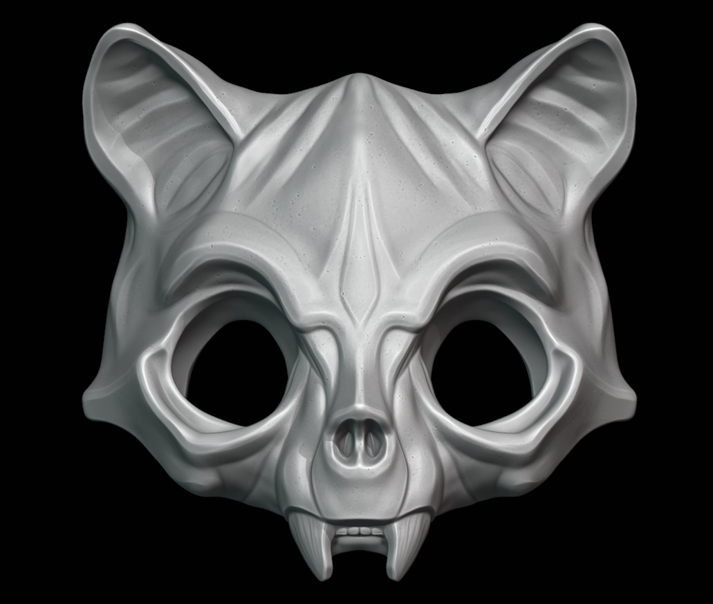Cat Skull Mask Japanese Influenced 3D print model_3