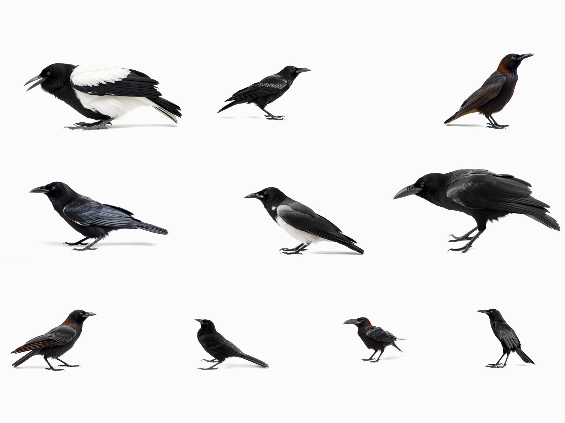 Crows of the World Pack 3D Model Collection_3