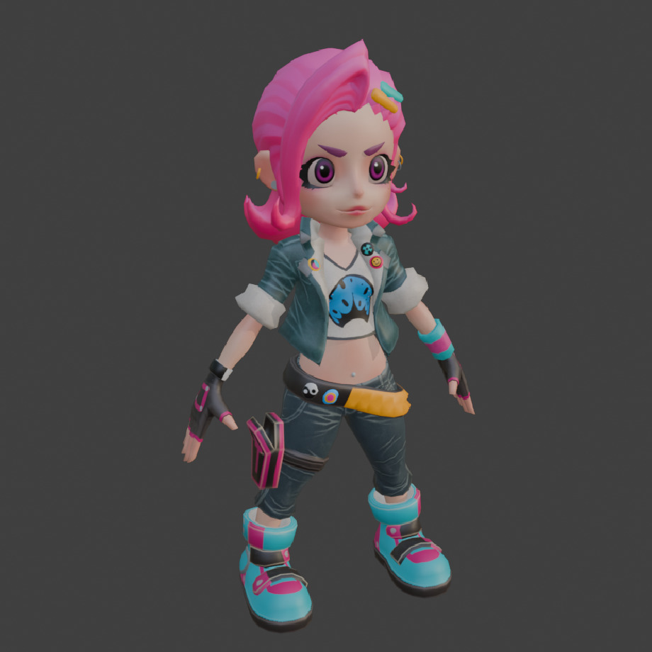Punk girl  Low-poly 3D model_1