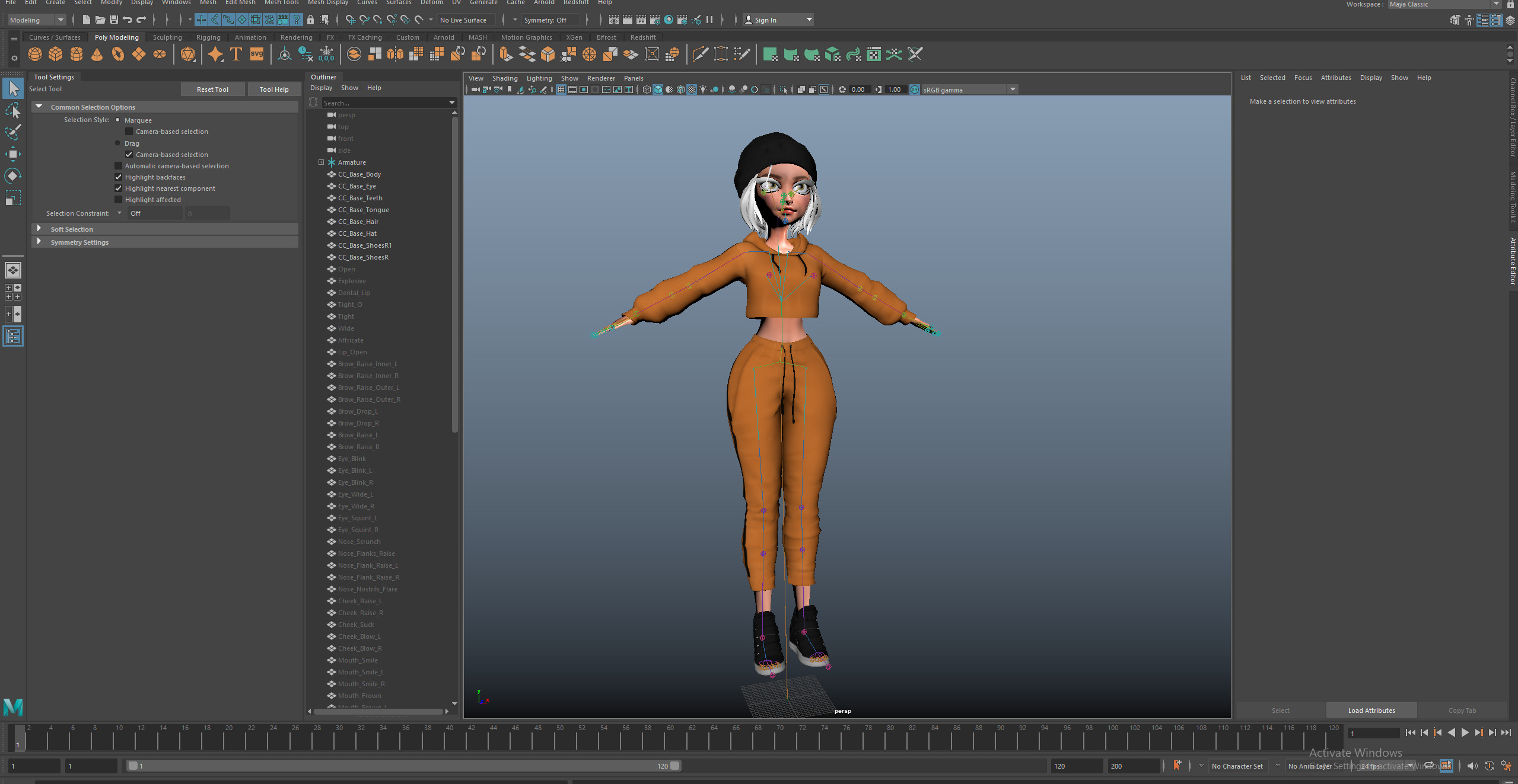 Game Cartoon Mona Girl Character rigged Low-poly 3D model_14