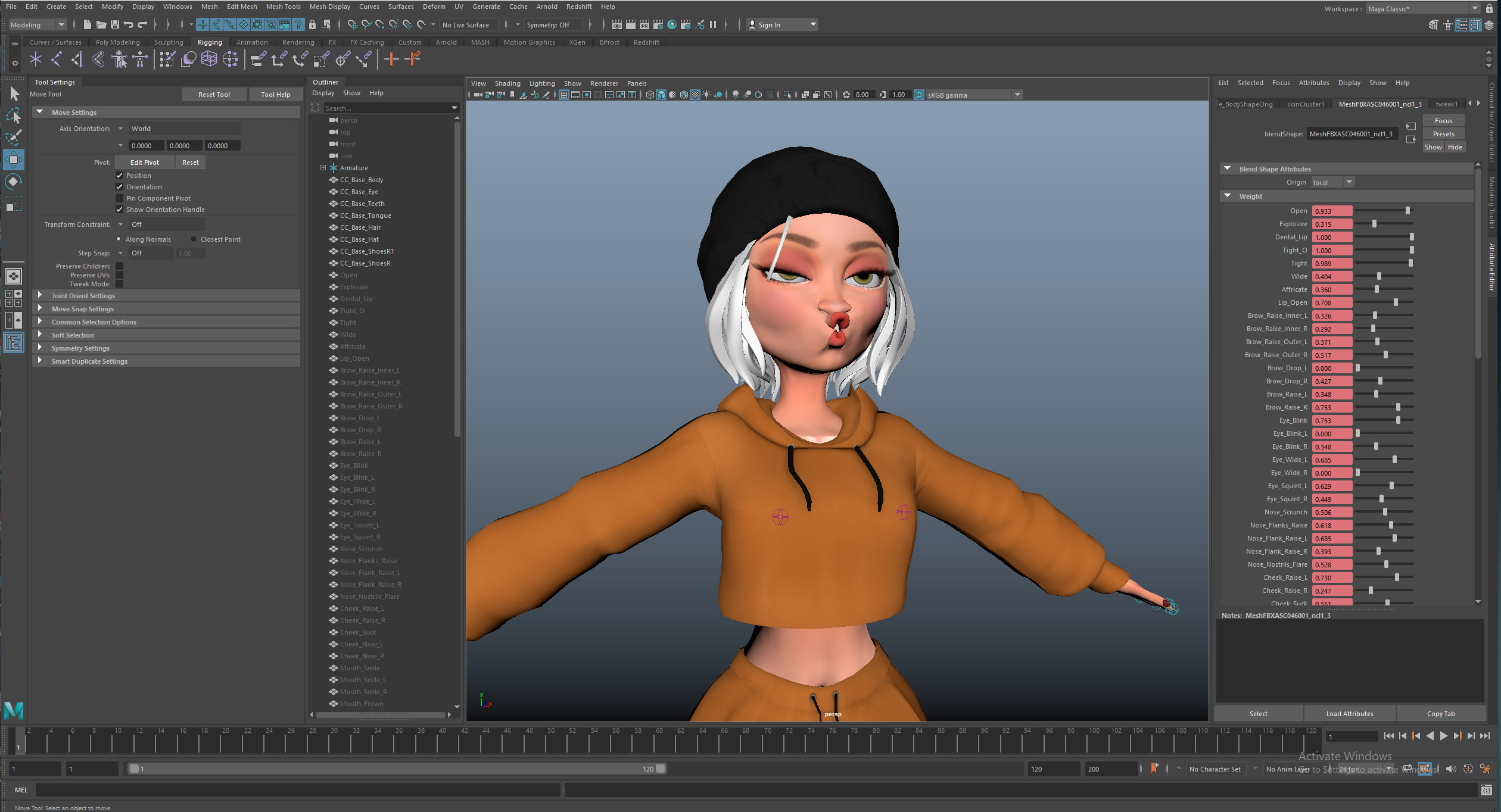 Game Cartoon Mona Girl Character rigged Low-poly 3D model_16