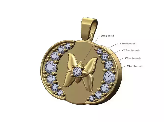 Diamond butterfly double  crescent moon pendant