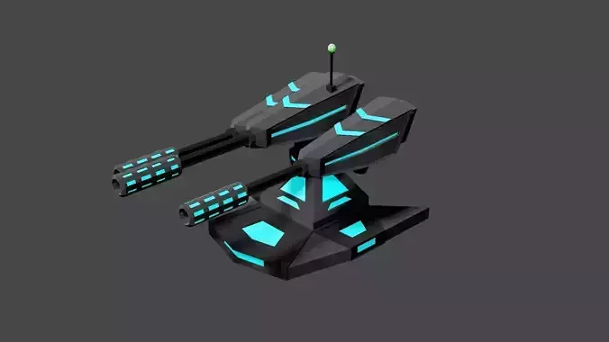 Tower Defense Cannon Low-poly 3D model